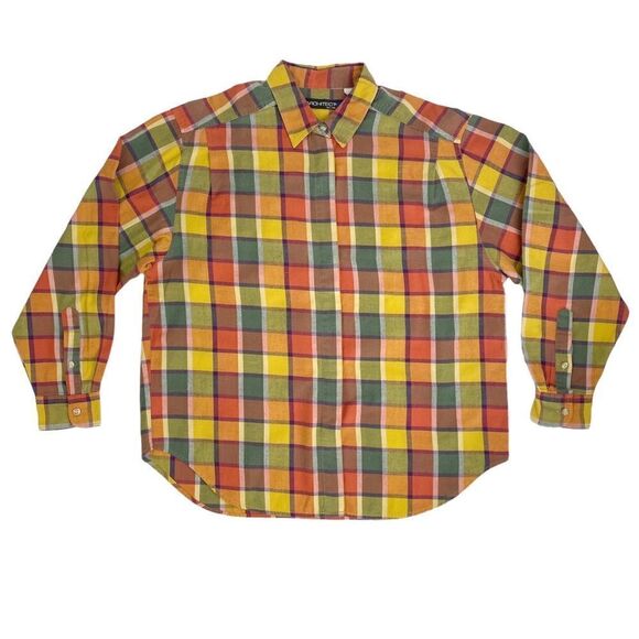 Vintage 90s Architect Flannel Long Sleeve Plaid Shirt - Picture 1 of 4